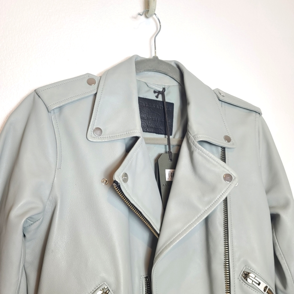 ALL SAINTS Balfern Sheep Leather 100% Biker Jacket in Color Burst - Picture 5 of 16